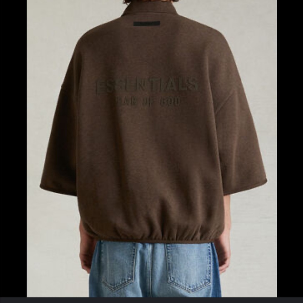 Fear of God Essentials Heather Wood 3/4 Sleeve Polo Sweatshirt Large - Picture 7 of 16